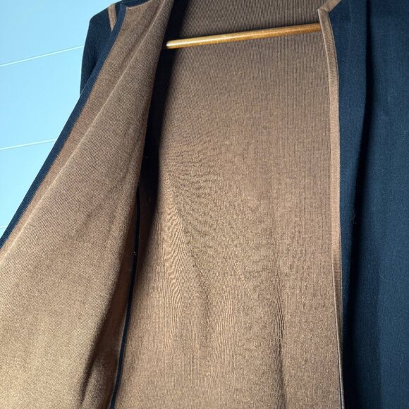 Black/Camel Reversible Open Cardigan Sweater Split Sleeves - Picture 10 of 10